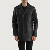 Mivus Black Leather Coat Jacket